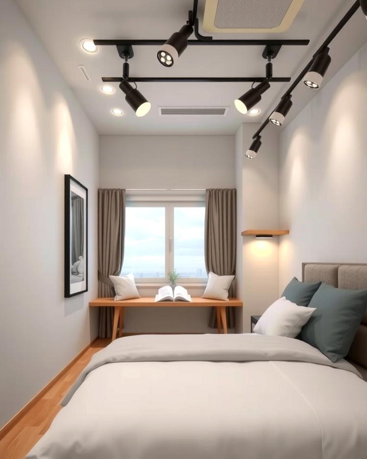 Adjustable Track Lighting for Flexibility - 25 small bedroom lighting ideas