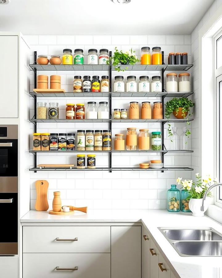 Adjustable Wall Grid - 25 Spice Rack Ideas