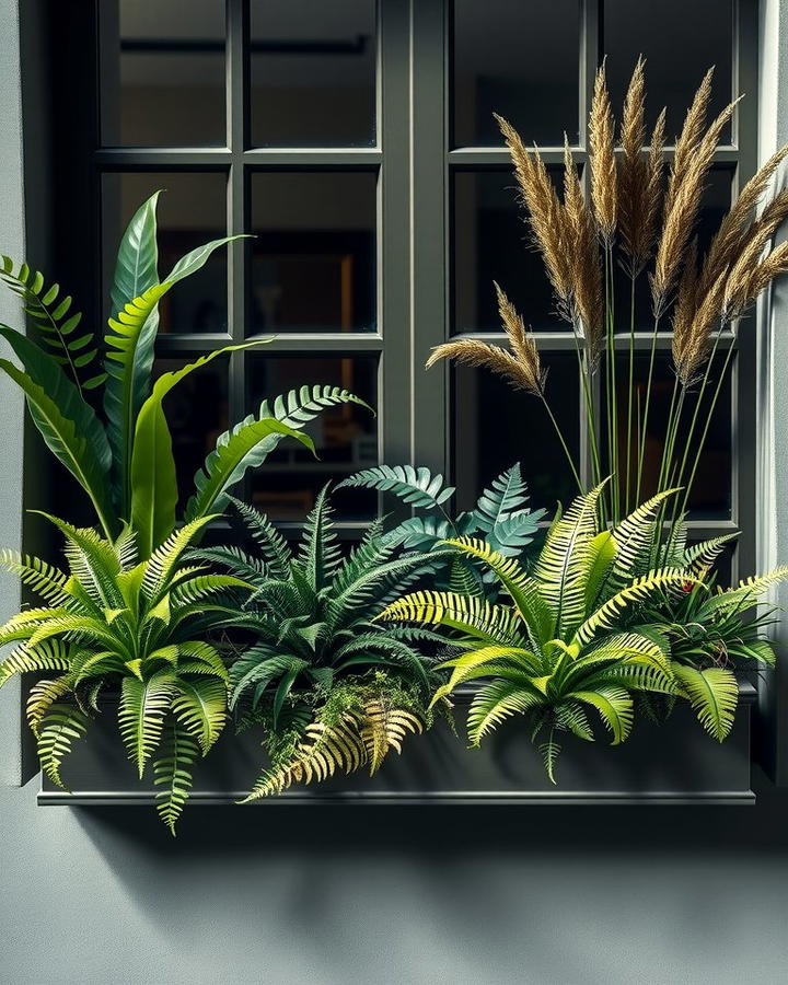 All Green Foliage Boxes - 25 window box ideas