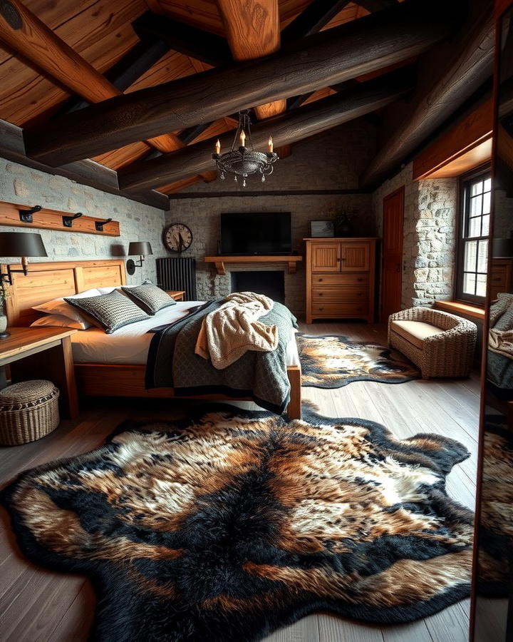 Animal Hide Rugs - 25 Viking Bedroom Ideas