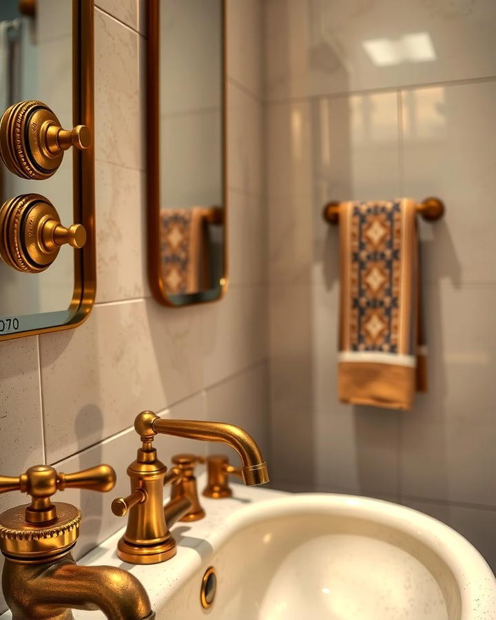 Antique Brass Fixtures Elegance - 25 Vintage Bathroom Ideas