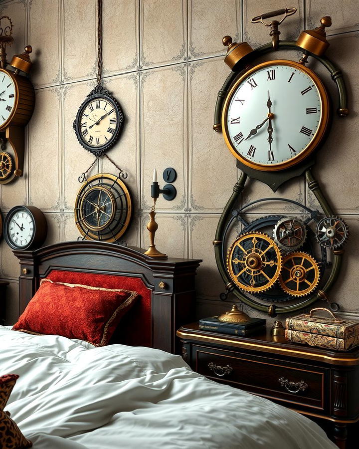 Antique Clocks - 25 Steampunk Bedroom Ideas