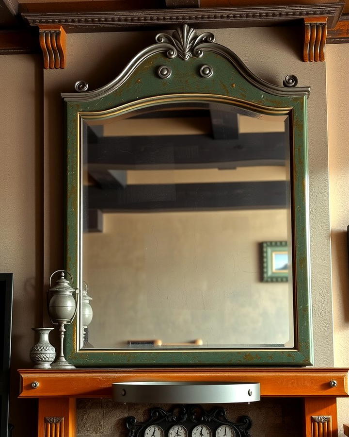 Antique Mirror with Patina - 25 Mirror Over Fireplace Ideas