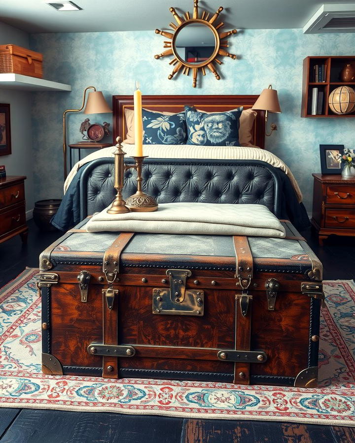 Antique Steamer Trunks - 25 Steampunk Bedroom Ideas