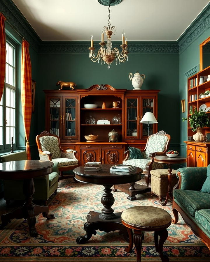 Antique Wooden Furniture - 25 Victorian Dark Green Living Room Ideas