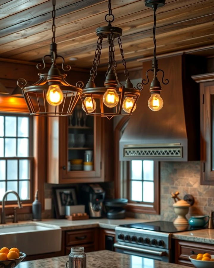 Antique or Vintage Lighting Fixtures - 25 Mountain House Kitchen Ideas