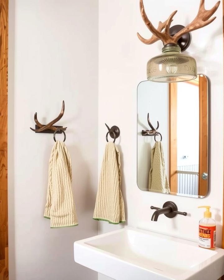 Antler Decor - 25 Rustic Bathroom Ideas