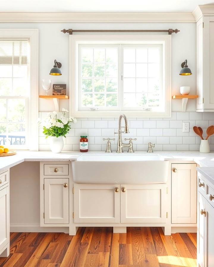 Apron Front Farmhouse Sink - 30 White Farmhouse Kitchen Ideas