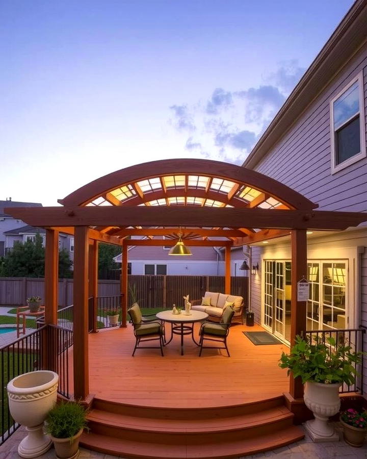 Arched Pergola for Elegant Sophistication - 30 Partially Covered Deck Ideas