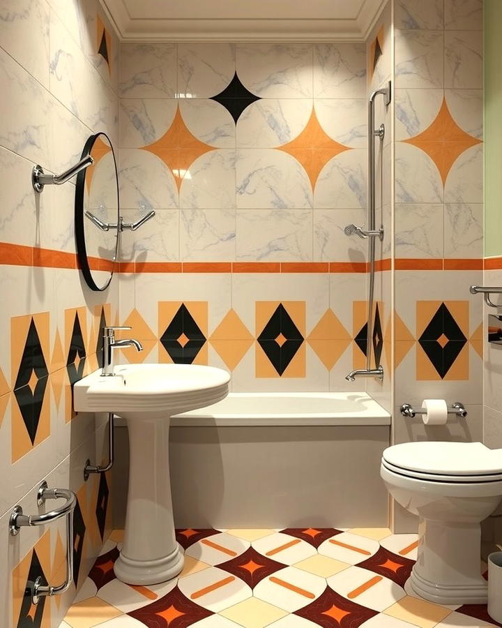 Art Deco Tiles for Retro Vibes - 25 Vintage Bathroom Ideas