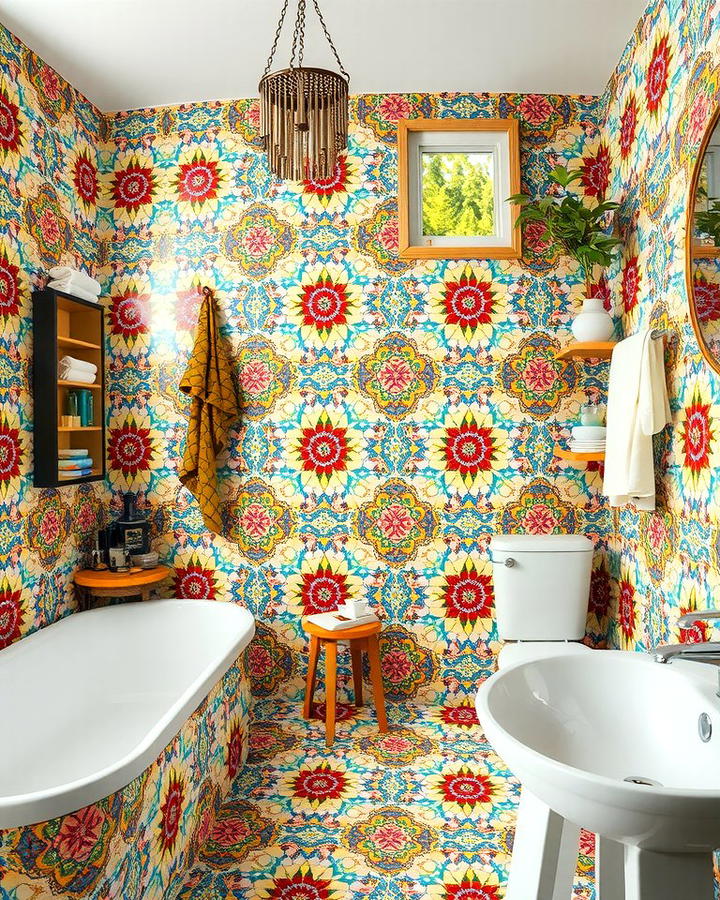 Artistic Designs with Hand Painted Hexagon Tiles - 30 Bathrooms With Hexagon Tile Floors