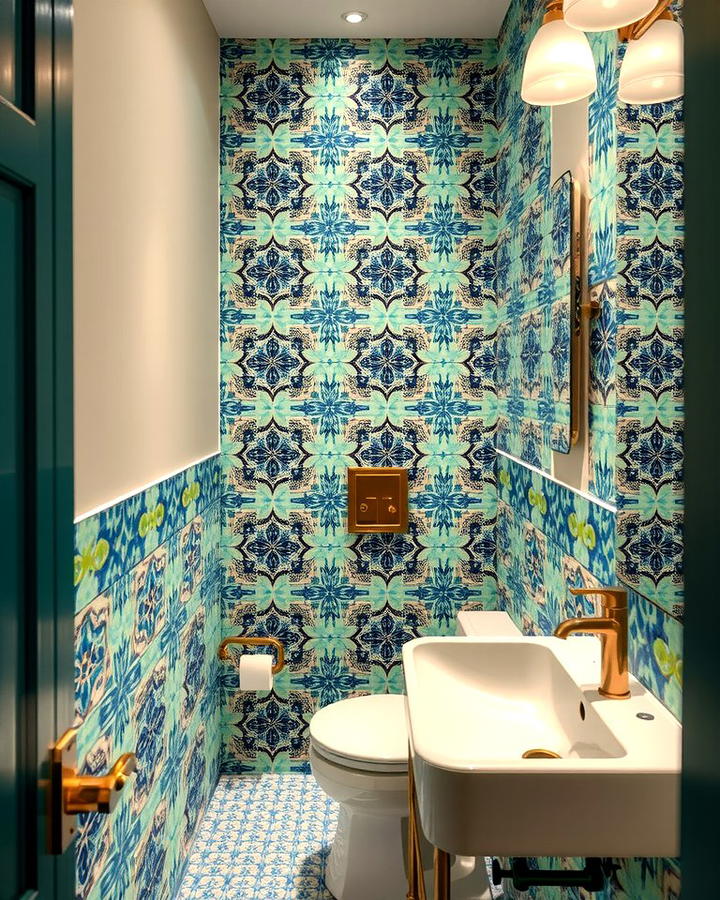 Artistic Mosaic Tiles - 25 Powder Room Wainscoting Ideas