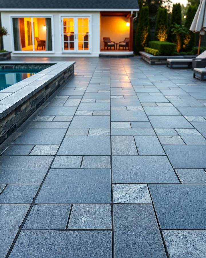 Ashlar Slate Pattern - 25 Stamped Concrete Pool Deck Ideas