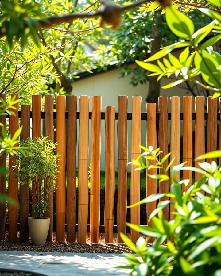 Bamboo Accented Wood Fence - 25 Wood Fence Ideas