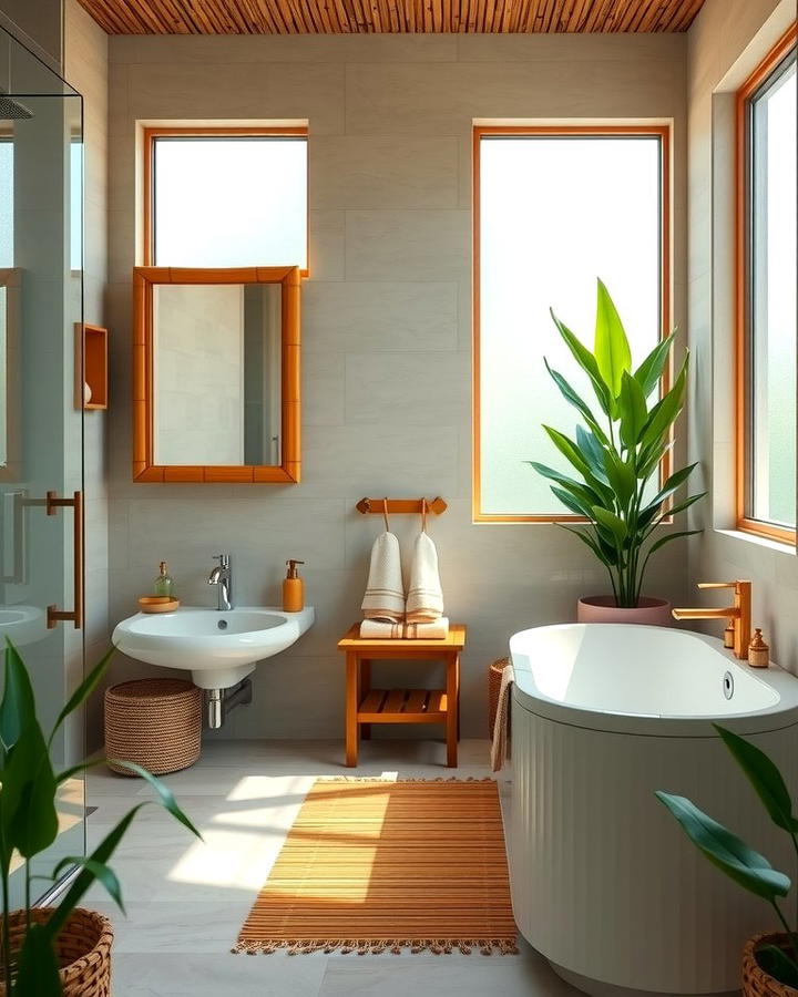 Bamboo Accents for a Natural Touch - 25 Tropical Bathroom Ideas