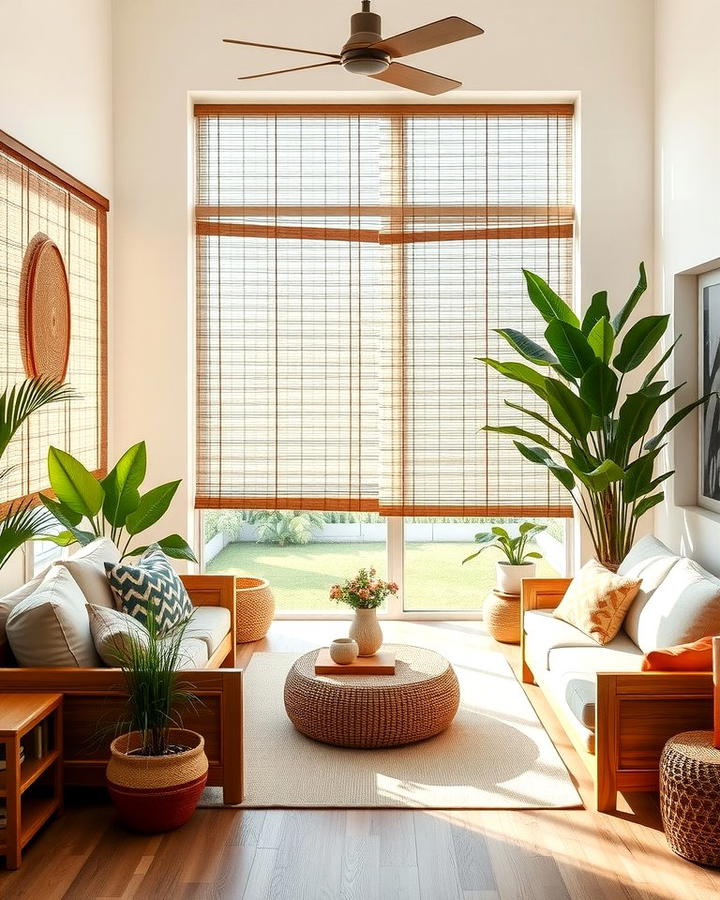 Bamboo Blinds for a Natural Touch - 25 Tropical Living Room Ideas