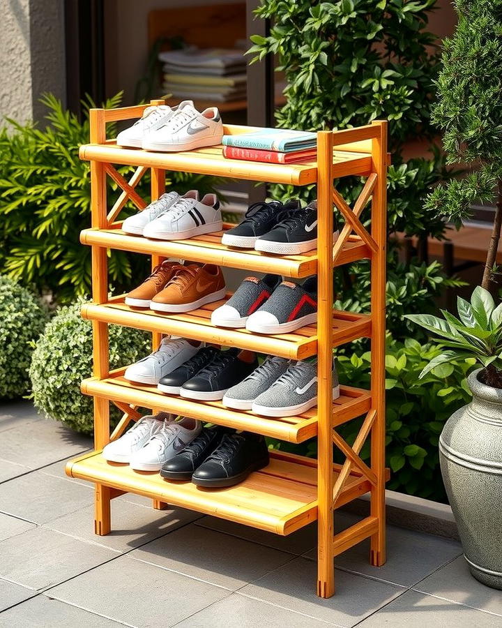 Bamboo Outdoor Shoe Rack - 25 Outdoor Shoe Storage Ideas