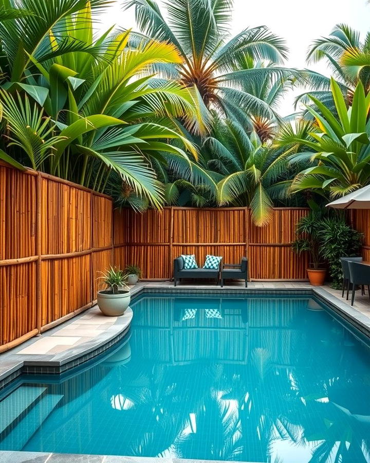 Bamboo Pool Fencing - 25 Tropical Pool Landscaping Ideas