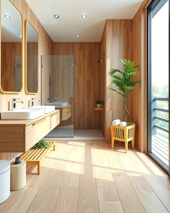 Bamboo for a Sustainable Choice - 30 Ideas for Wood Floors in Bathrooms