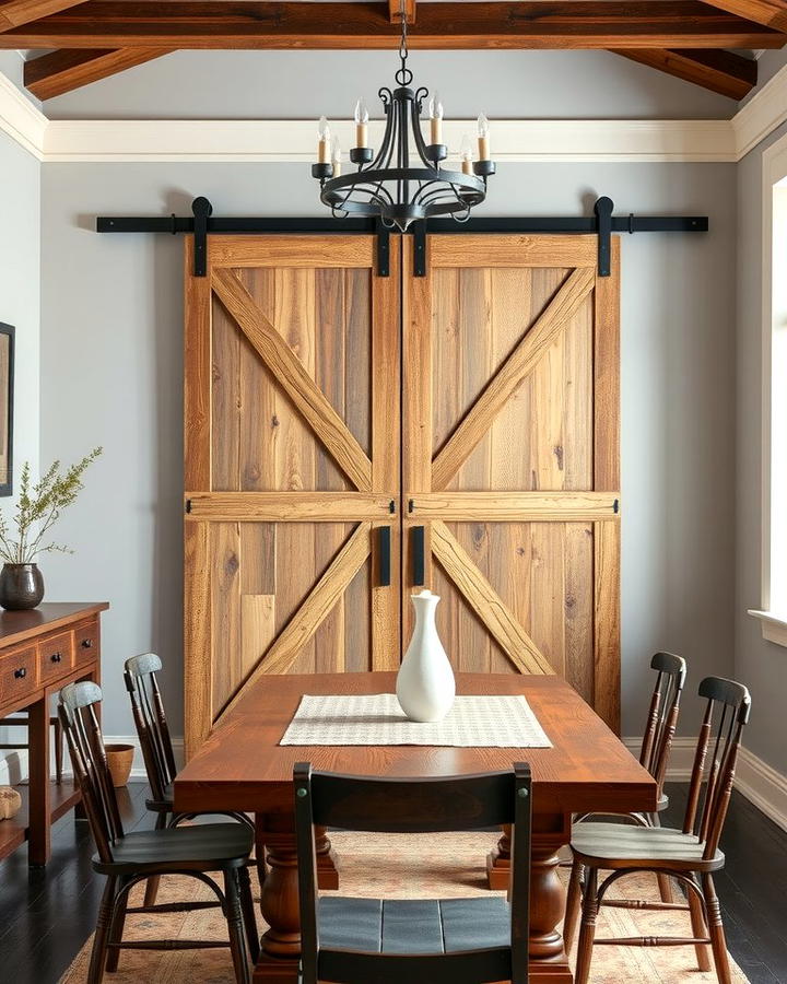 Barn Door Features - 30 Rustic Dining Room Ideas