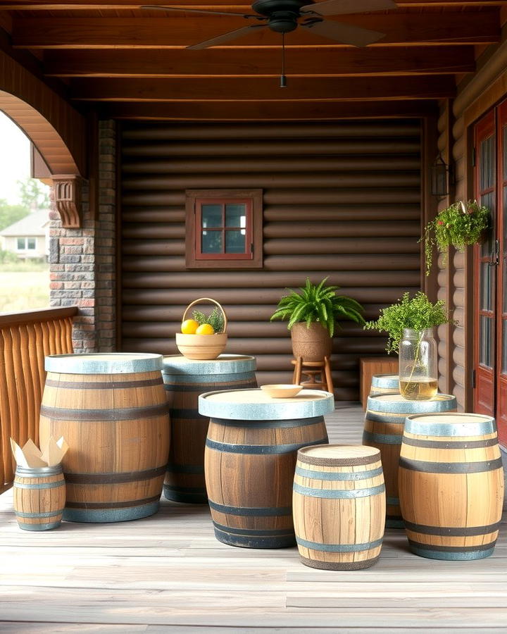 Barrel Based Furniture - 25 Rustic Porch Ideas