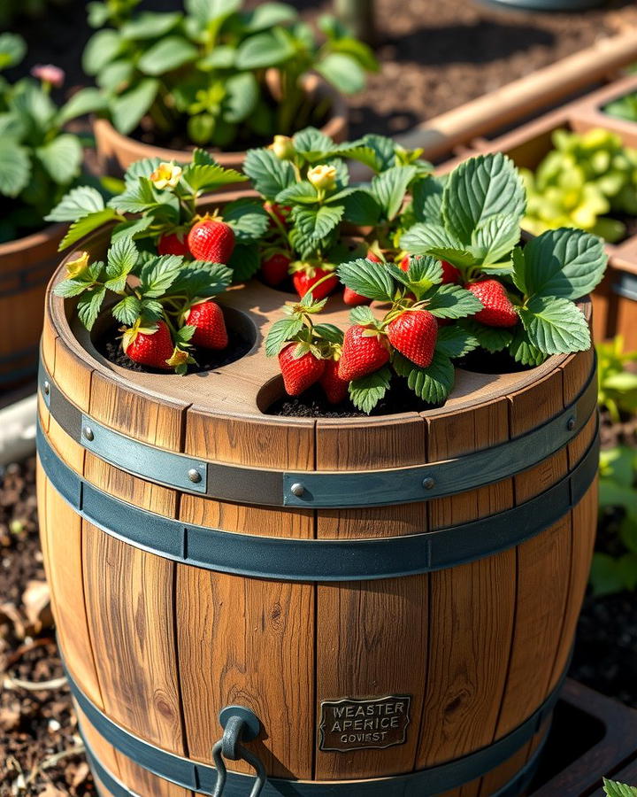 Barrel Planters - 25 Strawberry Planter Ideas