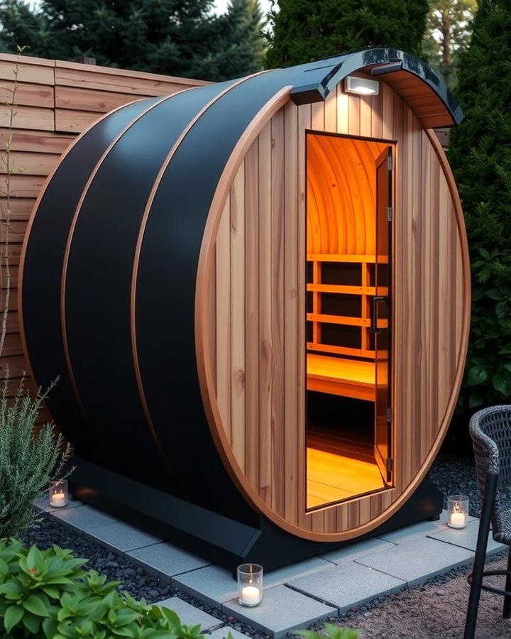 Barrel Sauna with a Modern Twist - 25 Outdoor Sauna Ideas