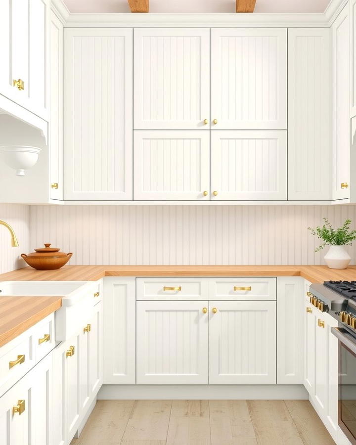 Beadboard Cabinetry Details - 30 White Farmhouse Kitchen Ideas