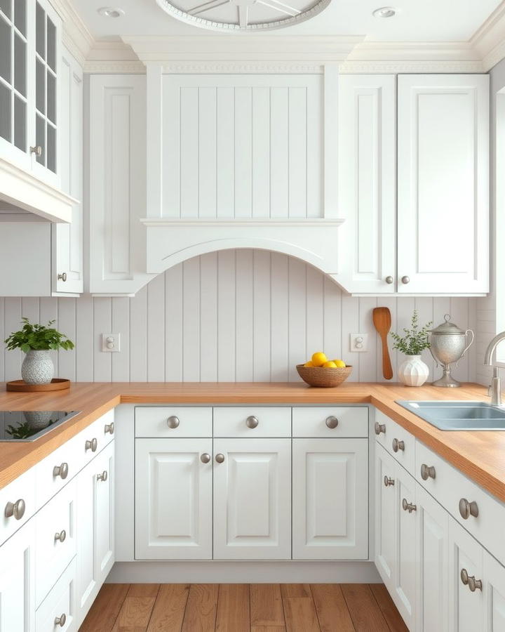 Beadboard Cabinetry - 30 White Farmhouse Kitchen Ideas