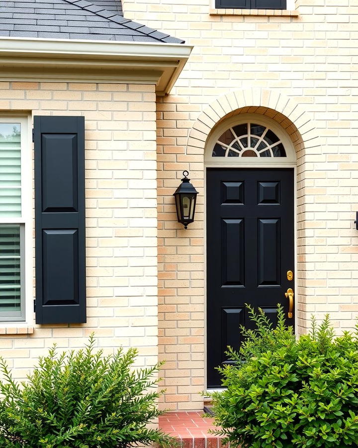 Beige Brick with Black Shutters - 30 beige and black house exterior ideas