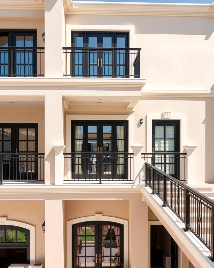 Beige Exterior with Black Balcony Railings - 30 beige and black house exterior ideas