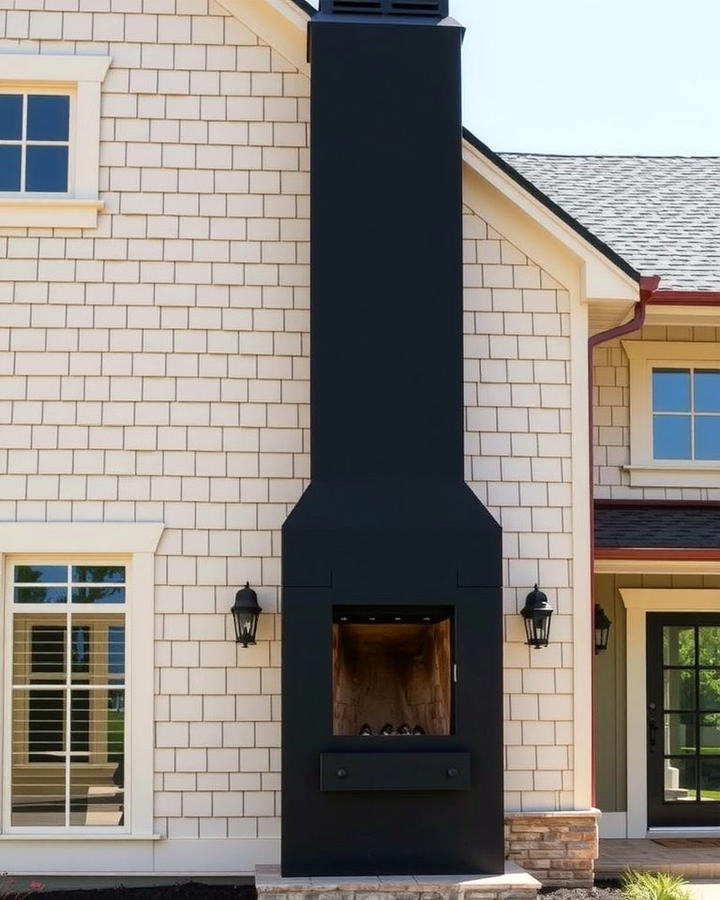 Beige Shingles with Black Chimney - 30 beige and black house exterior ideas