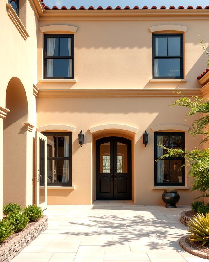 Beige Stucco with Black Window Frames 2 - 30 beige and black house exterior ideas