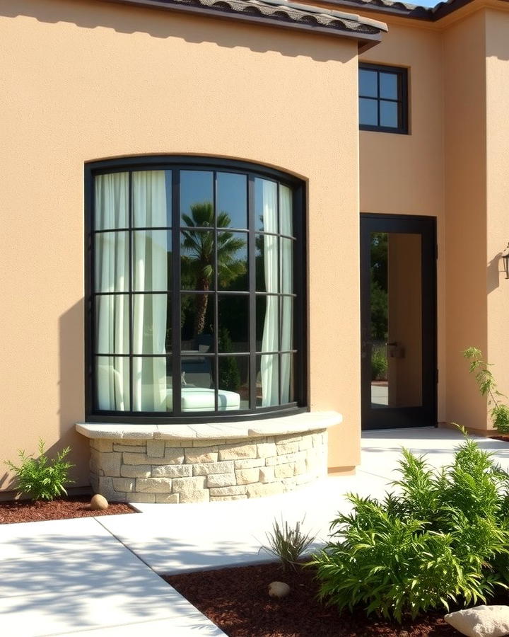 Beige Stucco with Black Window Frames - 30 beige and black house exterior ideas