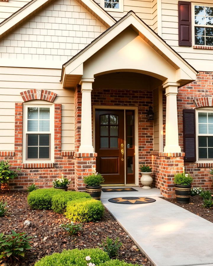 Beige Vinyl with Brown Brick - 25 Vinyl Siding and Brick Combinations