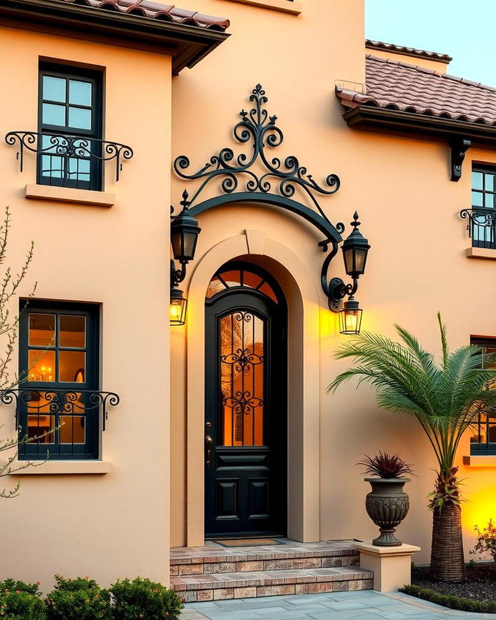 Beige Walls with Black Wrought Iron Details - 30 beige and black house exterior ideas