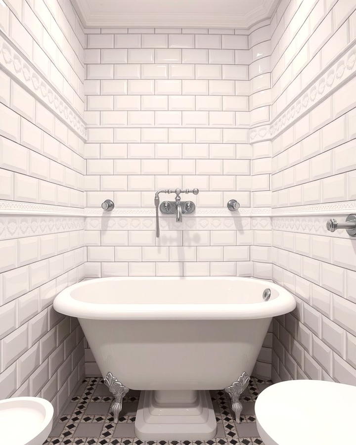 Beveled White Tiles for a Vintage Look - 30 White Tile Bathroom Ideas