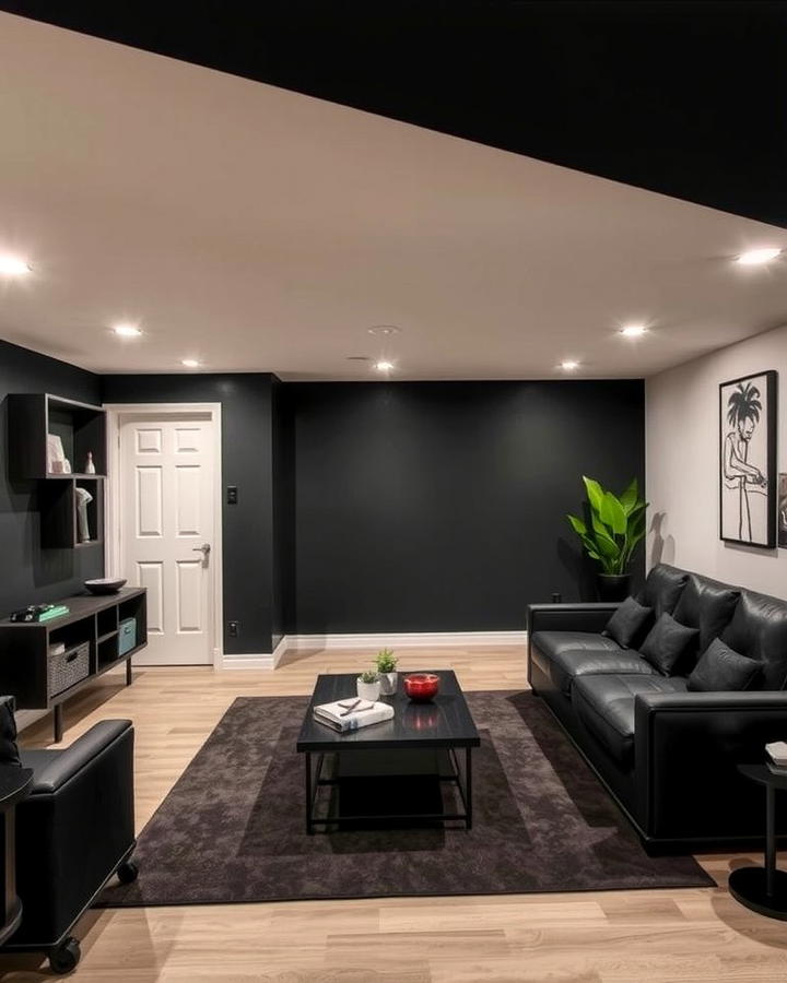 Black Accent Wall - 30 black basement ideas