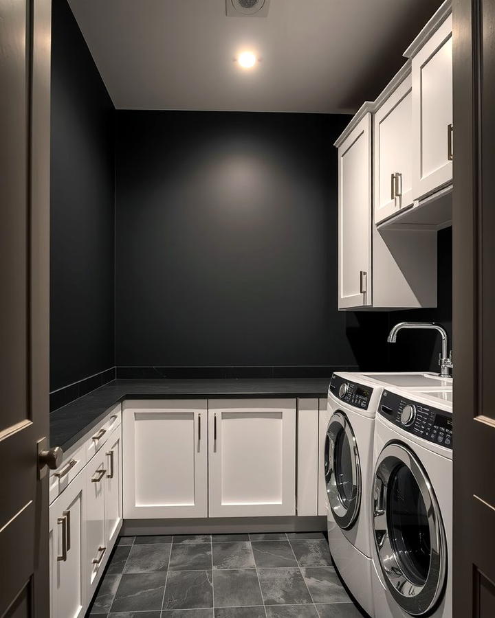 Black Accent Wall for Drama - 30 black laundry room ideas