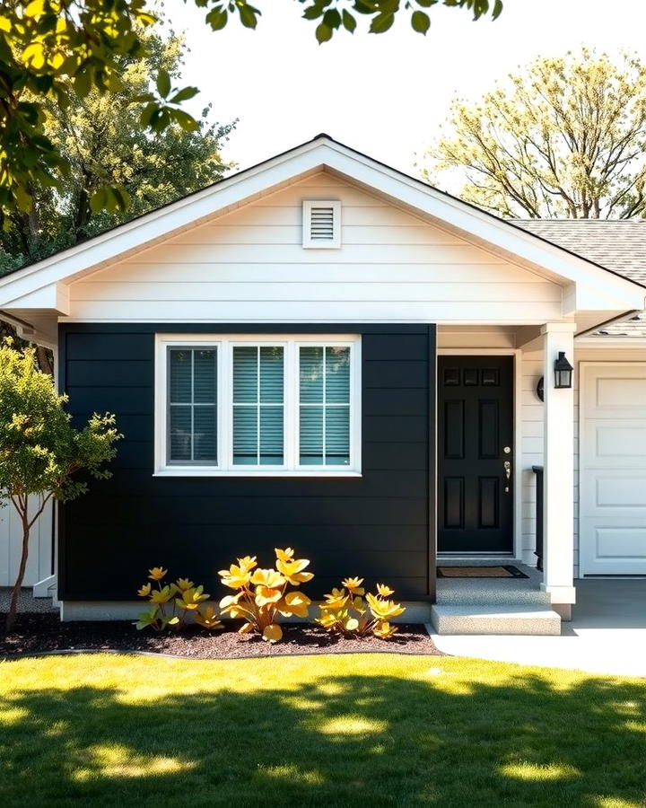 Black Accent Wall for a Bold Exterior Statement - 30 single story white house black trim