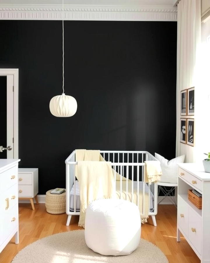 Black Accent Wall - 30 Black and White Nursery Ideas