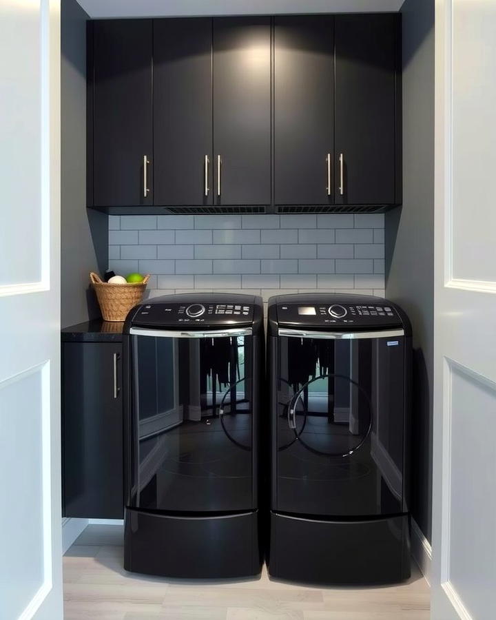 Black Appliances for a Cohesive Look - 30 black laundry room ideas