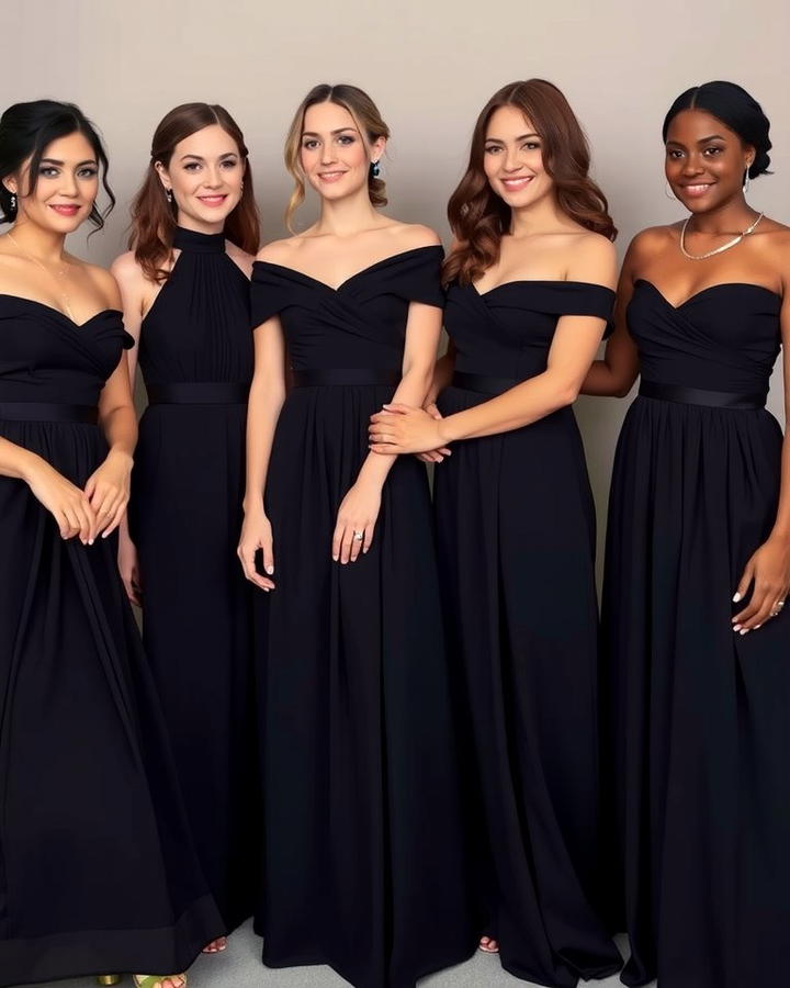 Black Bridesmaid Dresses 2 - 30 Black-Themed Wedding Ideas