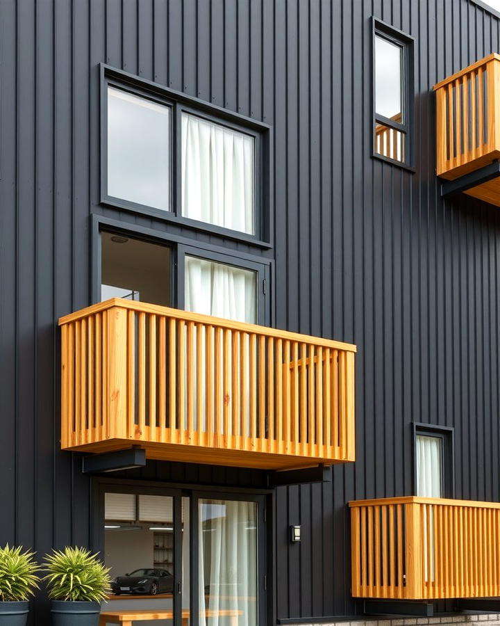 Black Cedar Balconies - 30 Black House With Cedar Accents