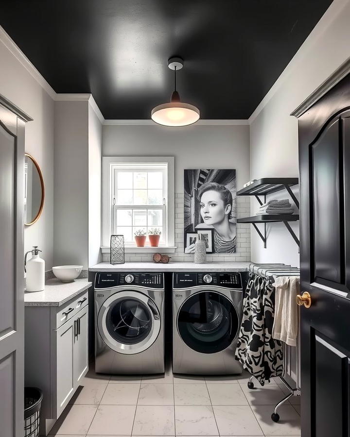 Black Ceiling for an Unexpected Twist - 30 black laundry room ideas