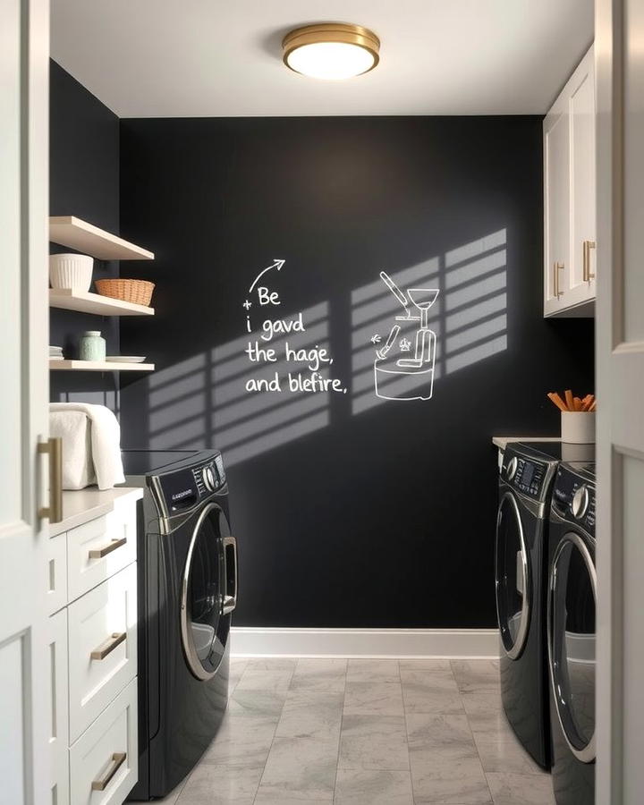 Black Chalkboard Wall for Creativity and Function - 30 black laundry room ideas