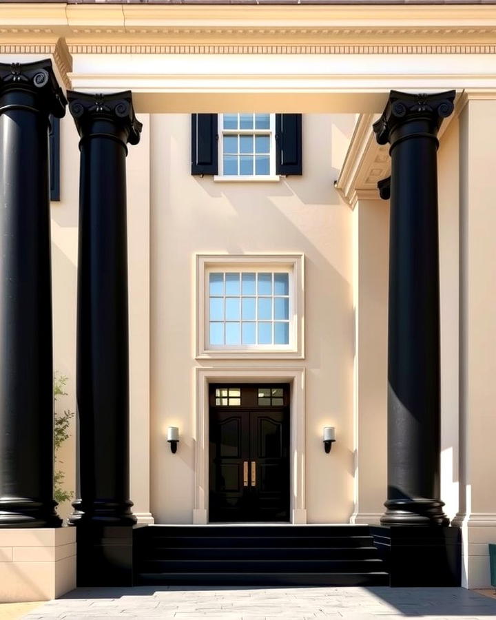 Black Columns Against Beige Walls - 30 beige and black house exterior ideas