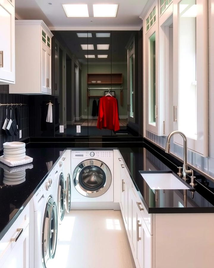 Black Countertops for Practical Elegance - 30 black laundry room ideas