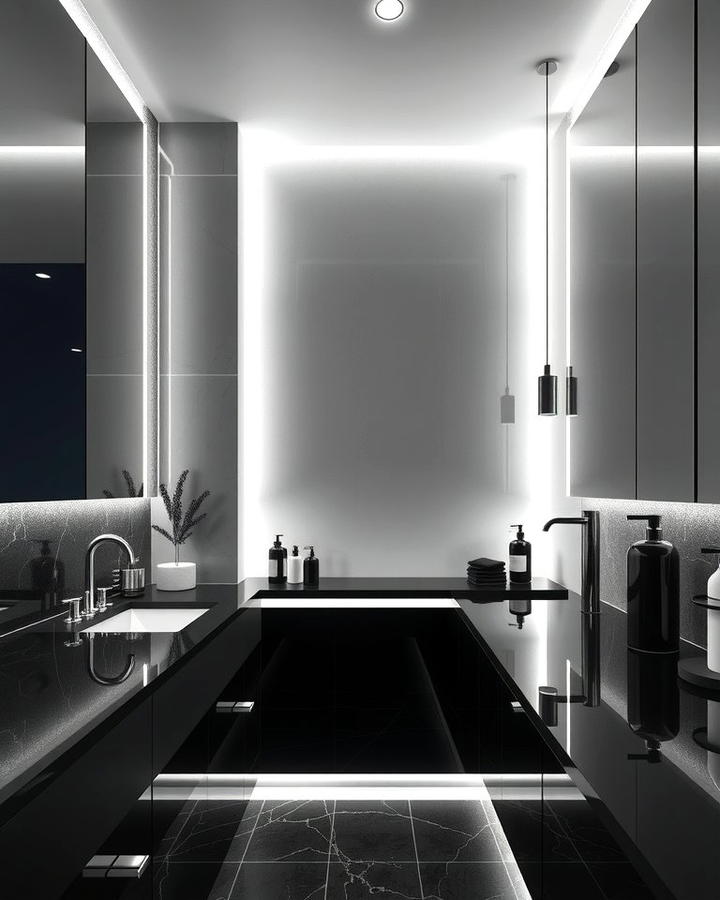 Black Countertops with LED Accents - 30 bathroom with black countertops ideas