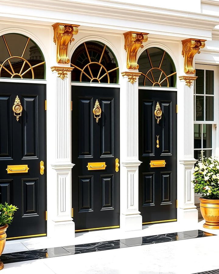 Black Doors with Gold Hardware for a Luxe Finish - 25 White House Ideas With Black Doors